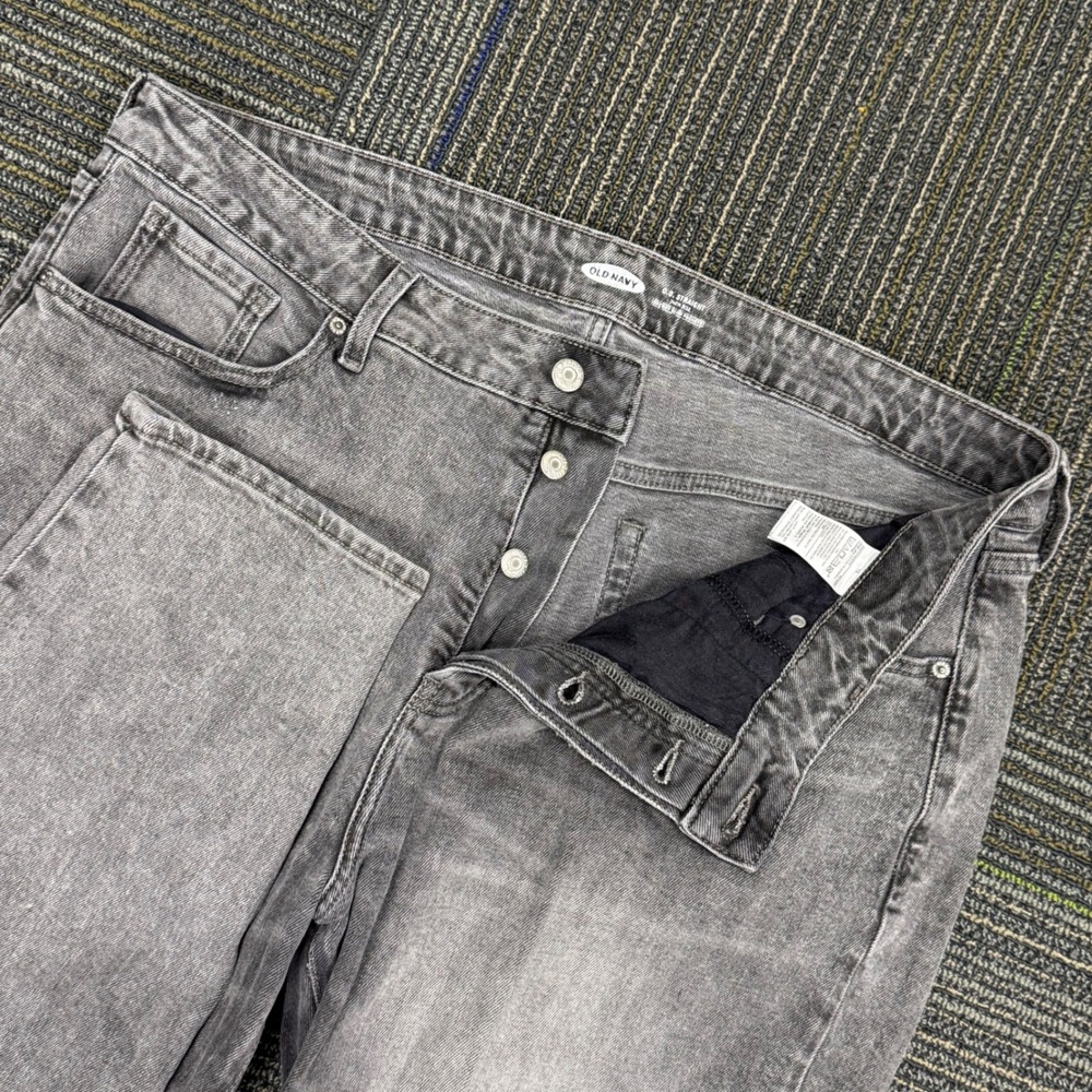 Old Navy OG Straight Jean‎ Womens Sz 18 Gray Wash High Rise Stretch Slim Pockets